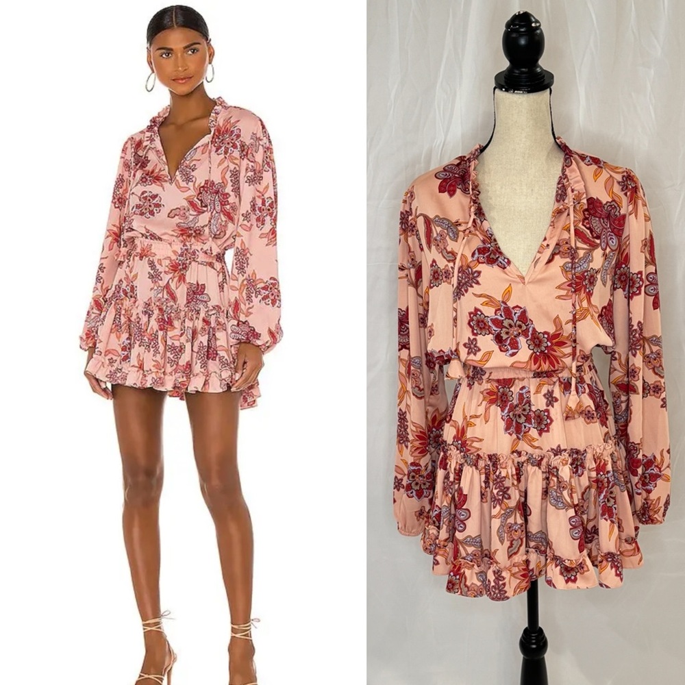 MISA Los Angeles Long Sleeve Lorena Dress in Pink Marrakech Paisley